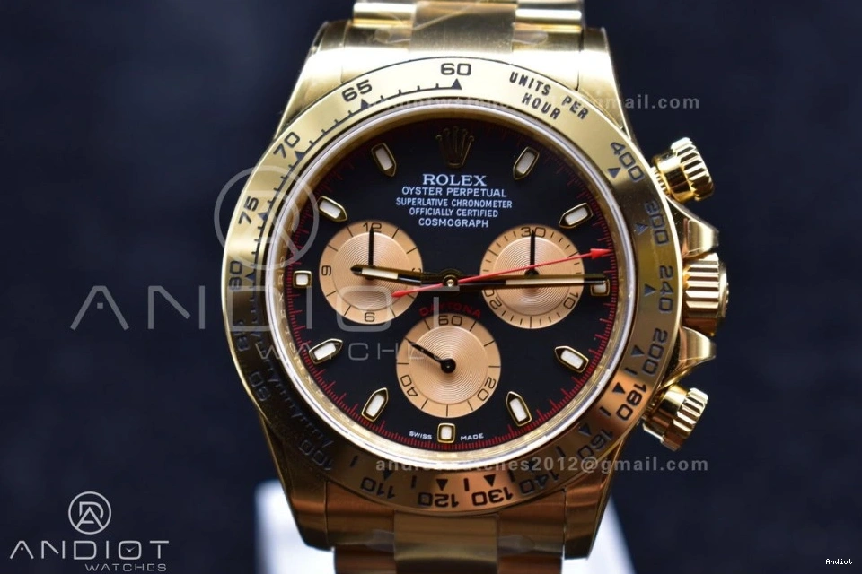 Best 1:1 Black Markers Clean 116505 Bracelet Daytona Edition V2 YG Dial SA4130 on YG 0212